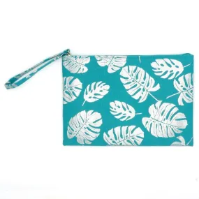 MP0185 Silver Palm Leaves Glitter Pouch/Make-up Bag