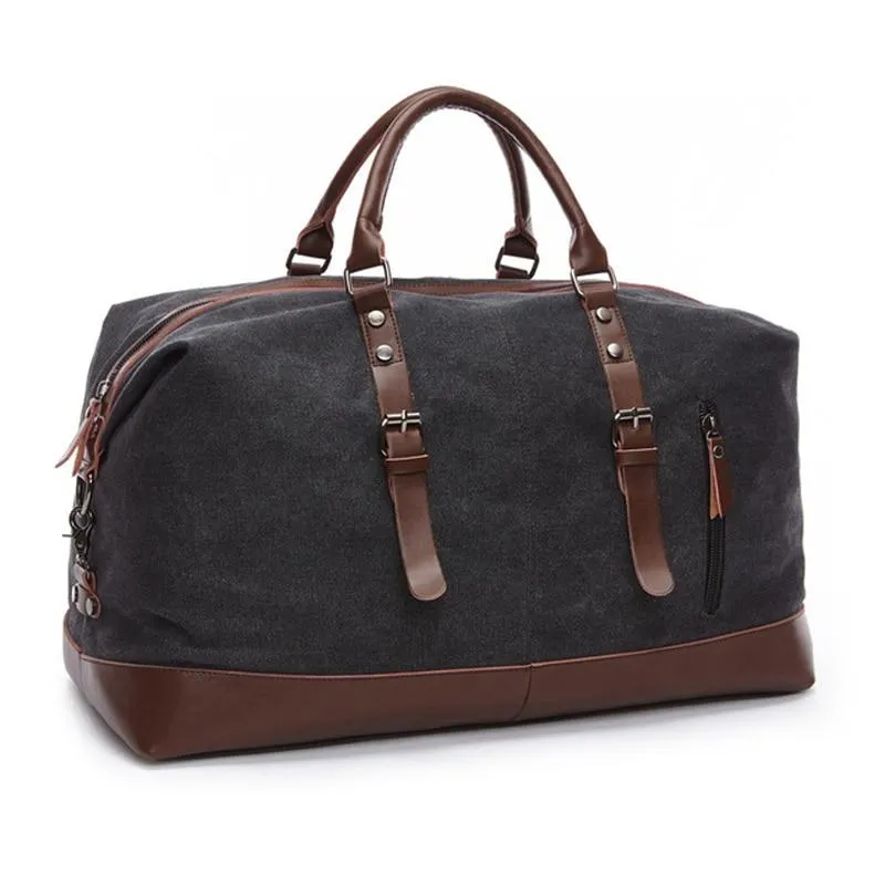 MRoyale™ Men's Canvas Leather Accent Duffle Weekend Travel Bag