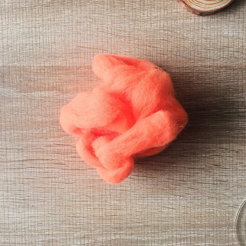 Needle felted wool felting Bright pink orange wool Roving for felting supplies short fabric easy felt