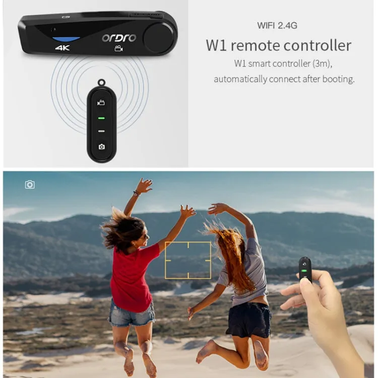 ORDRO EP6 Head-Mounted WIFI APP Live Video Smart Sports Camera With Remote Control(Black)