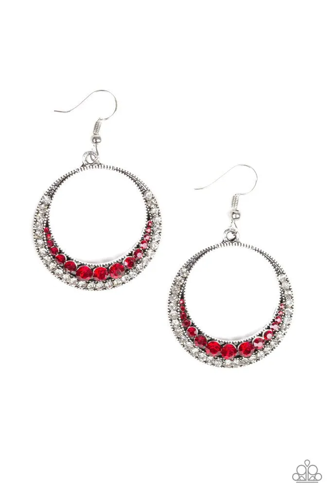 Paparazzi Demanding Dazzle Earrings Red