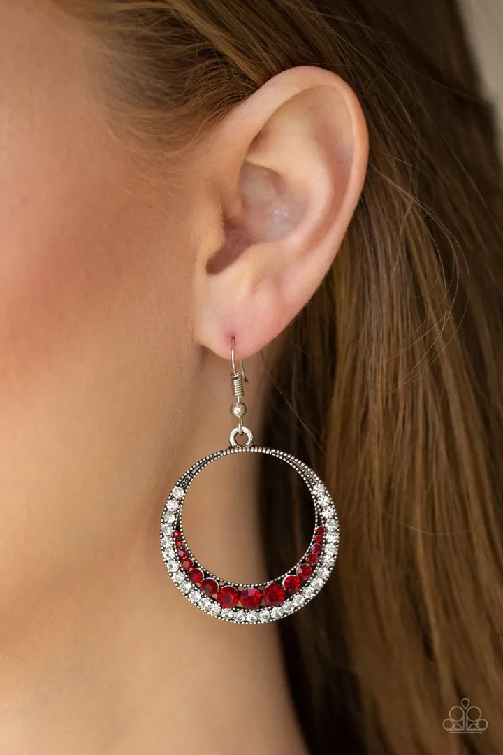 Paparazzi Demanding Dazzle Earrings Red