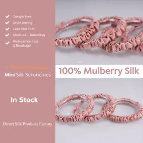 Pastel pink bean silk scrunchies mini