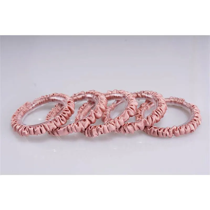 Pastel pink bean silk scrunchies mini