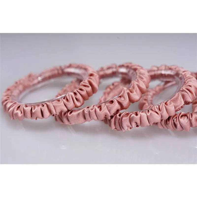 Pastel pink bean silk scrunchies mini