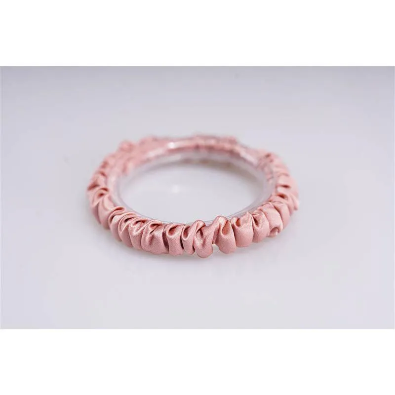 Pastel pink bean silk scrunchies mini