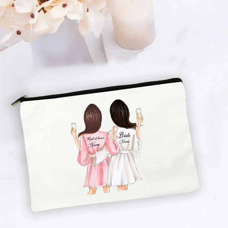 Personalised Makeup Bag Custom Name  Cosmetic Bags Travel Toiletry Organizer Bride Storage Make Up Case Wedding Bridesmaid Gifts