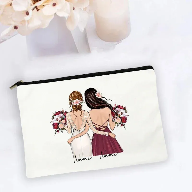 Personalised Makeup Bag Custom Name  Cosmetic Bags Travel Toiletry Organizer Bride Storage Make Up Case Wedding Bridesmaid Gifts