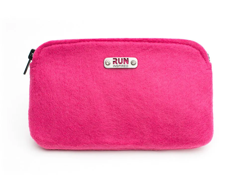 Pink Clutch - Wool Felt Zip Bag