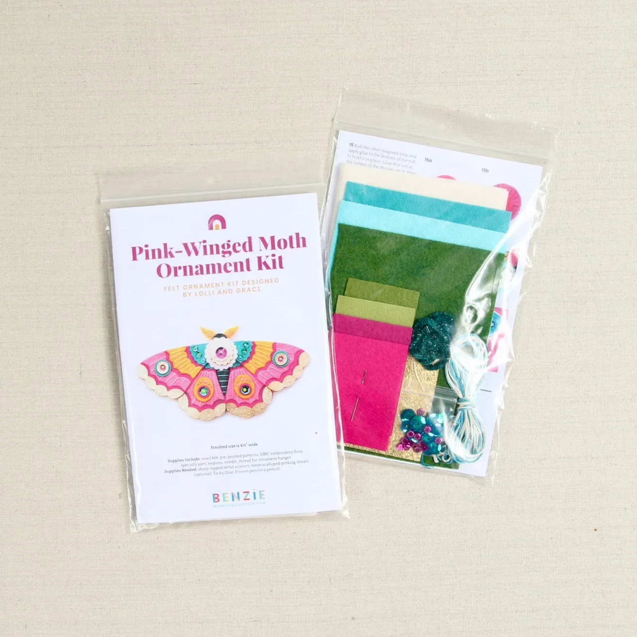 Pink Moth Felt Ornament Kit