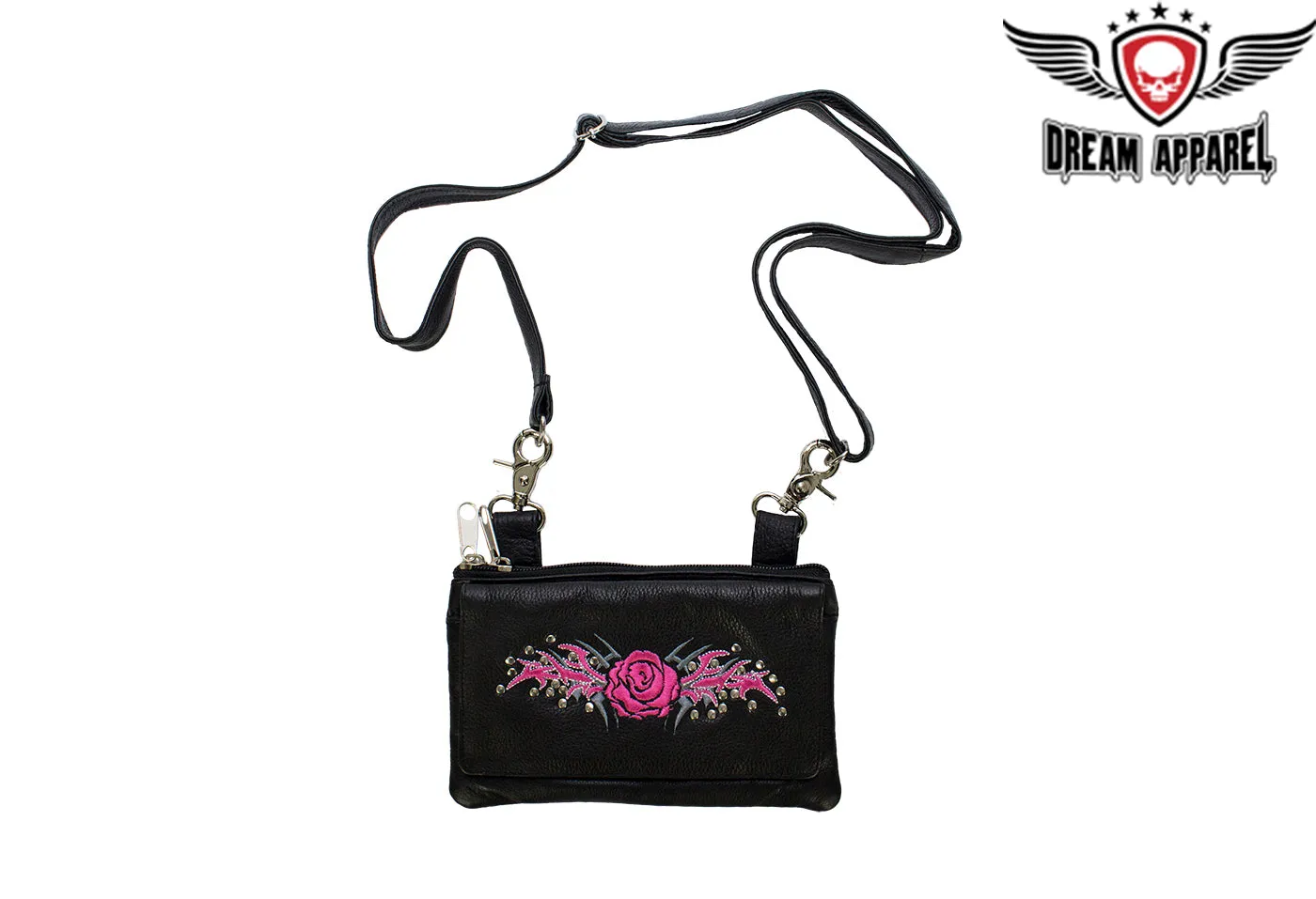 Pink Rose All Naked Cowhide Leather Belt Bag