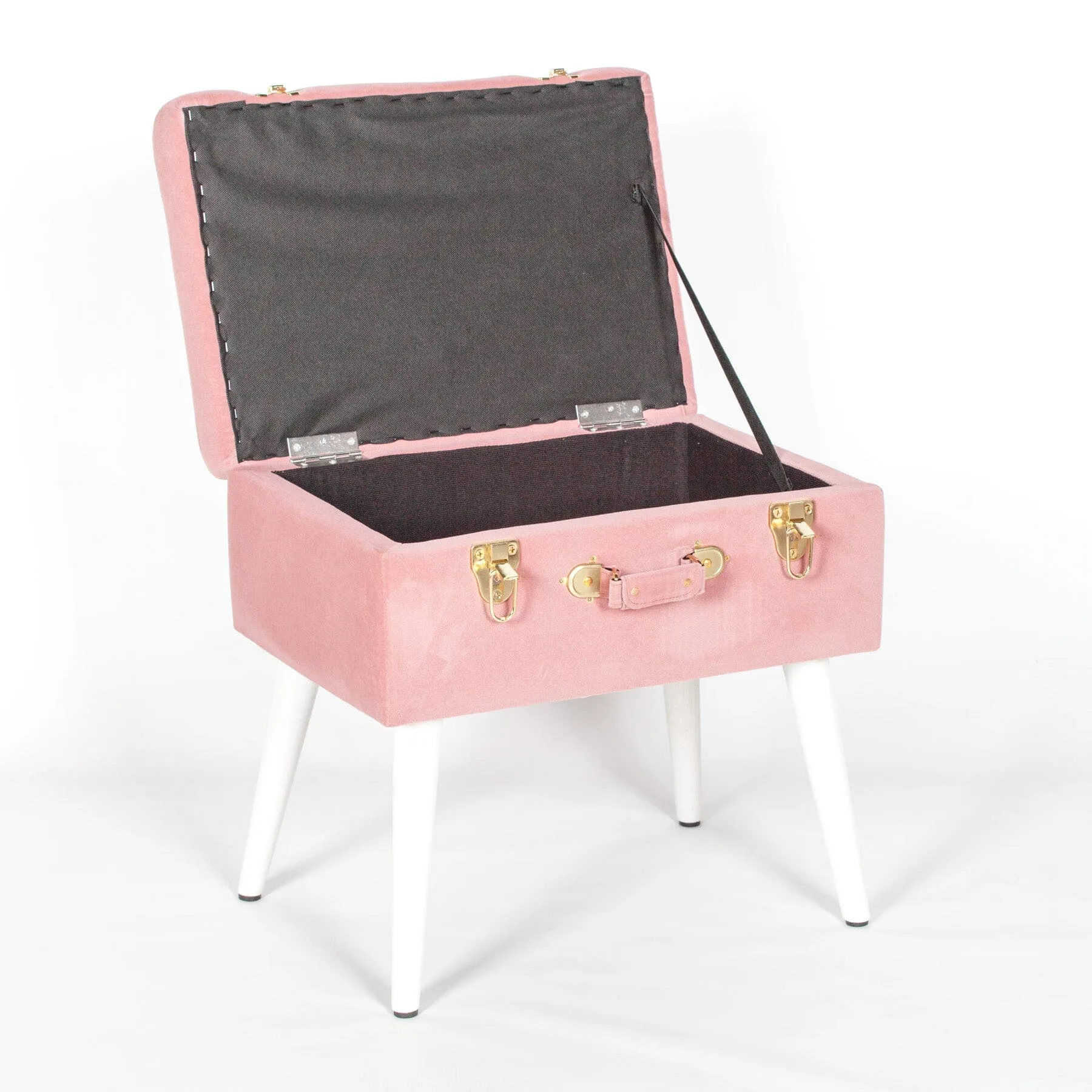 Pink Suitcase Stool With White Legs