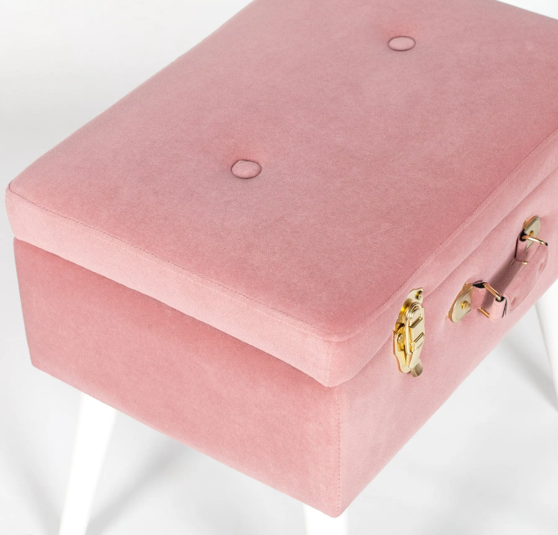 Pink Suitcase Stool With White Legs