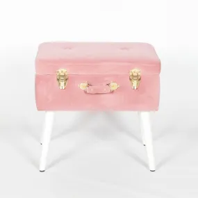 Pink Suitcase Stool With White Legs