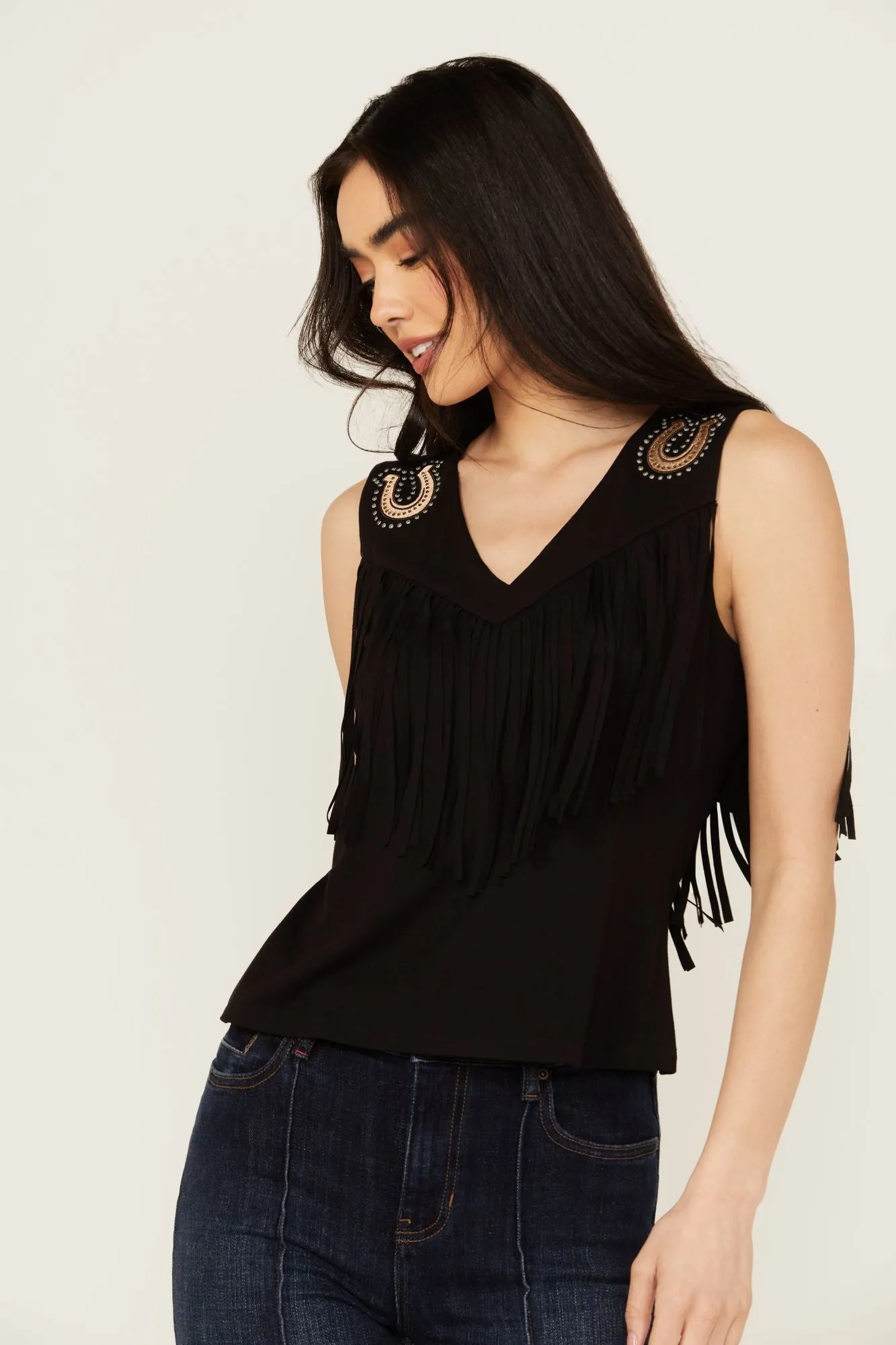 Plateau Embroidered Studded Fringe Tank