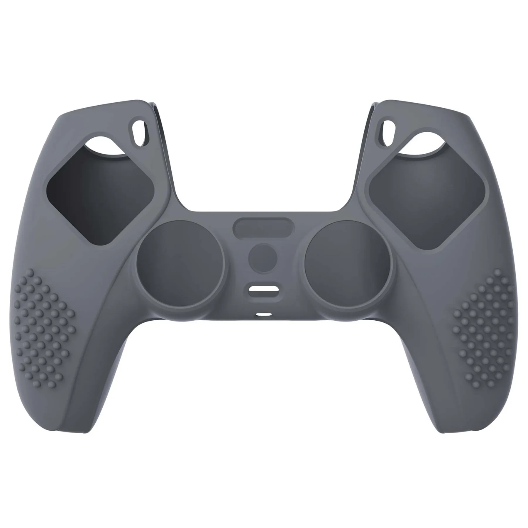 PlayVital Gray 3D Studded Edition Anti-slip Silicone Cover Skin for 5 Controller, Soft Rubber Case Protector for PS5 Wireless Controller with 6 Black Thumb Grip Caps - TDPF006