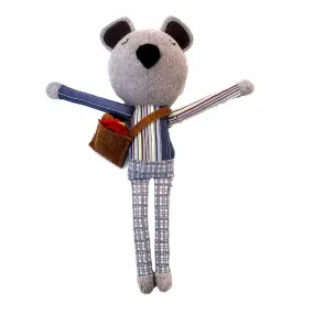 Plush - Gray Bear in a Gray Striped Shirt by Fly Little Bird