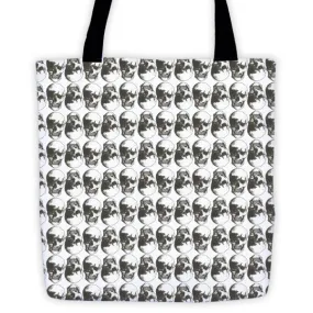 Polka Skulls White & Black Tote Bag by Robert Bowen