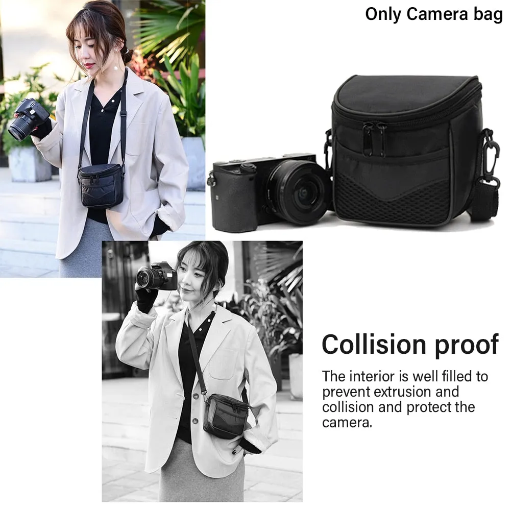 Portable Camera Bag Waterproof Adjustable Strap Travel Lightweight Small Storage Case Durable Solid Double Zippers Outdoor