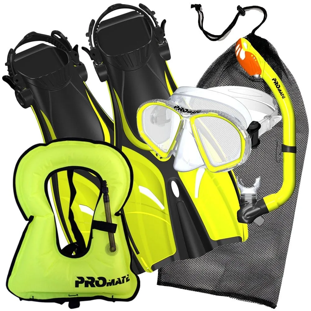 Promate Spectrum Jr. Snorkel Combo Set with Snorkeling Fins With Snorkel Vest Jacket - SCS0098  SV01