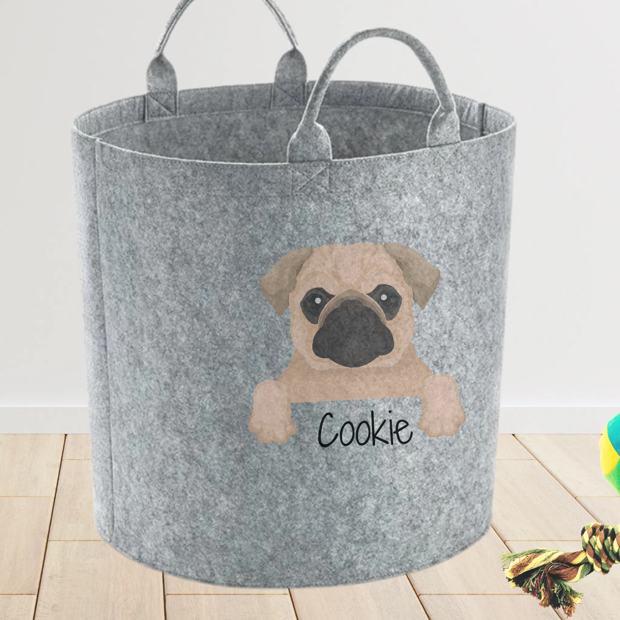 Pug Dog Toy Storage Bag Personalised