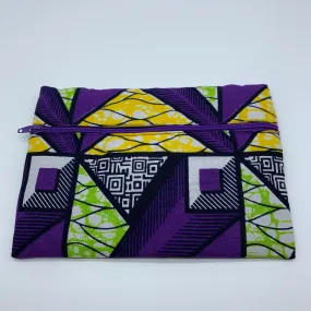 Purple & Green padded African Print Makeup bag/Pencil case