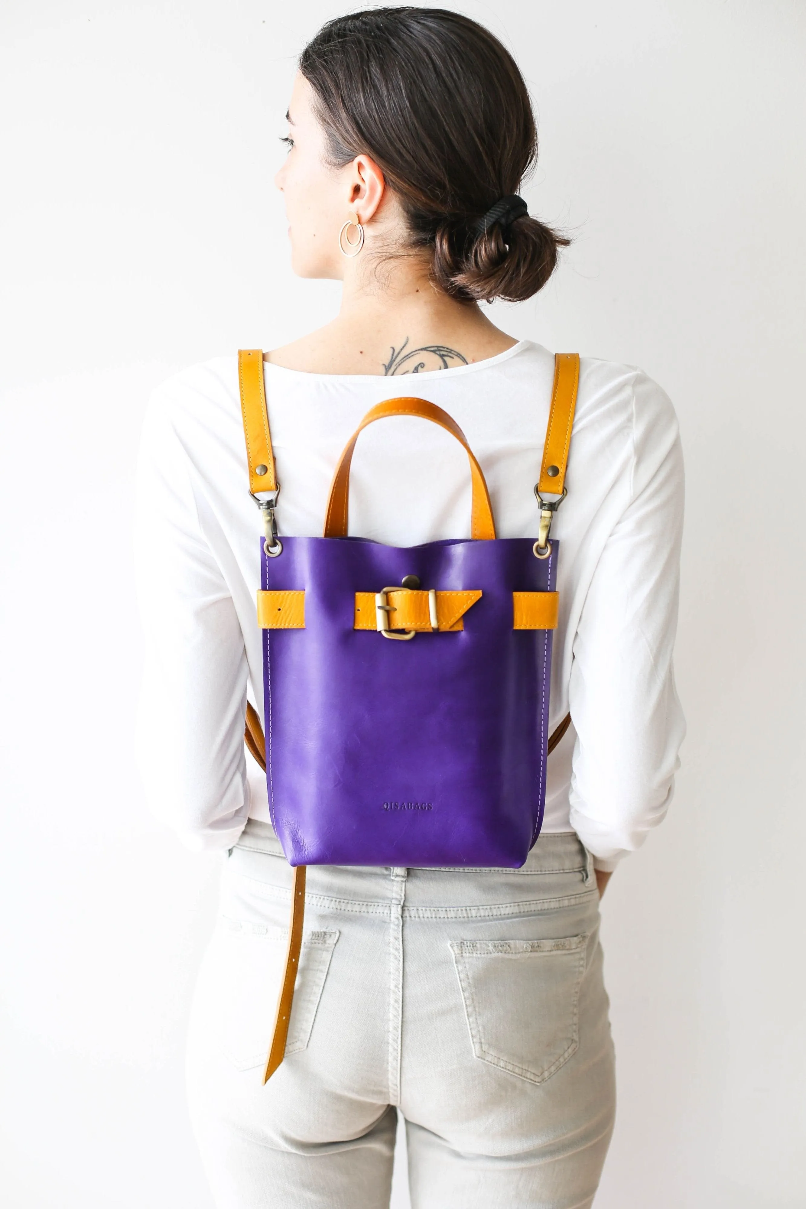 Purple Mini Leather Backpack (dual color)