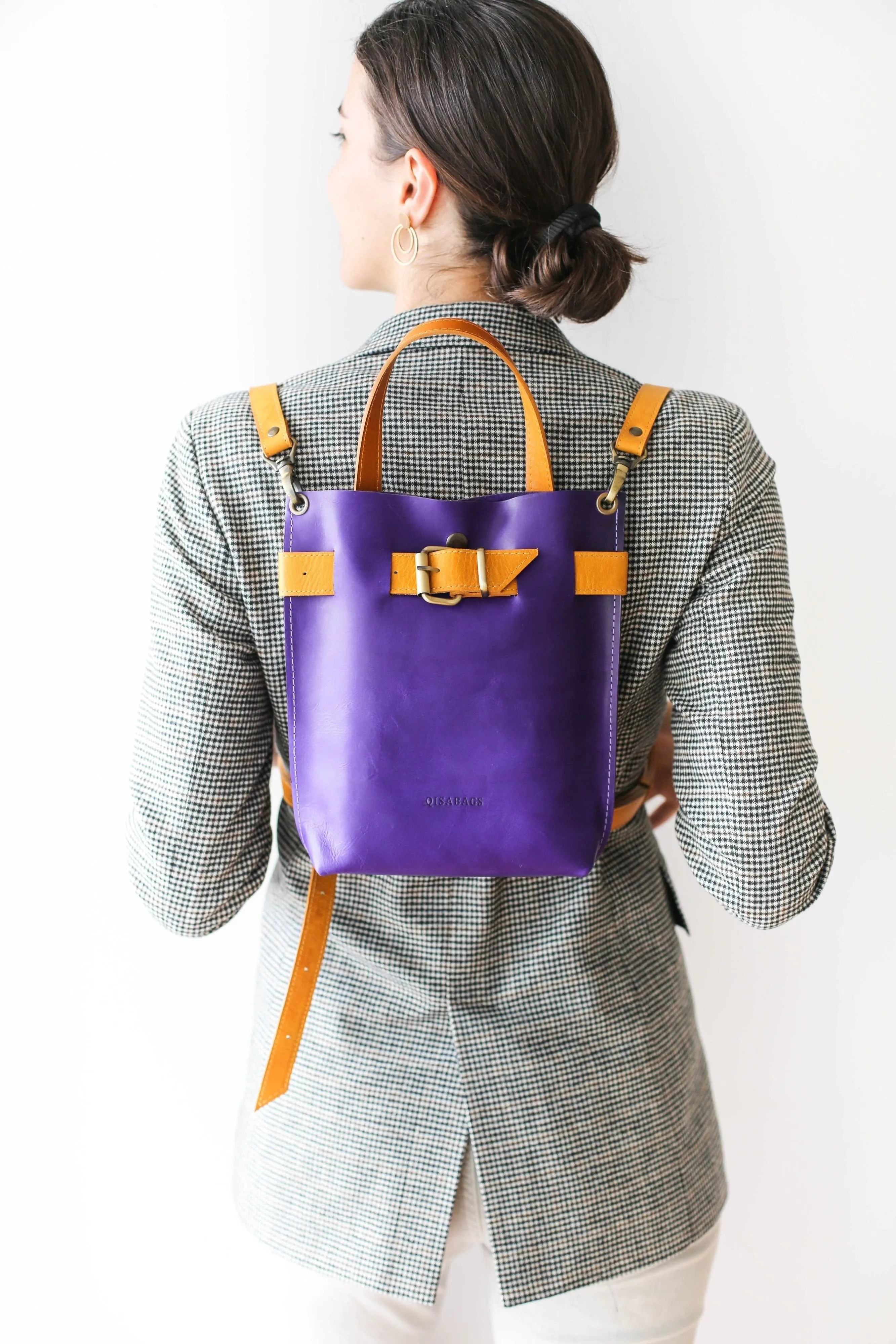 Purple Mini Leather Backpack (dual color)