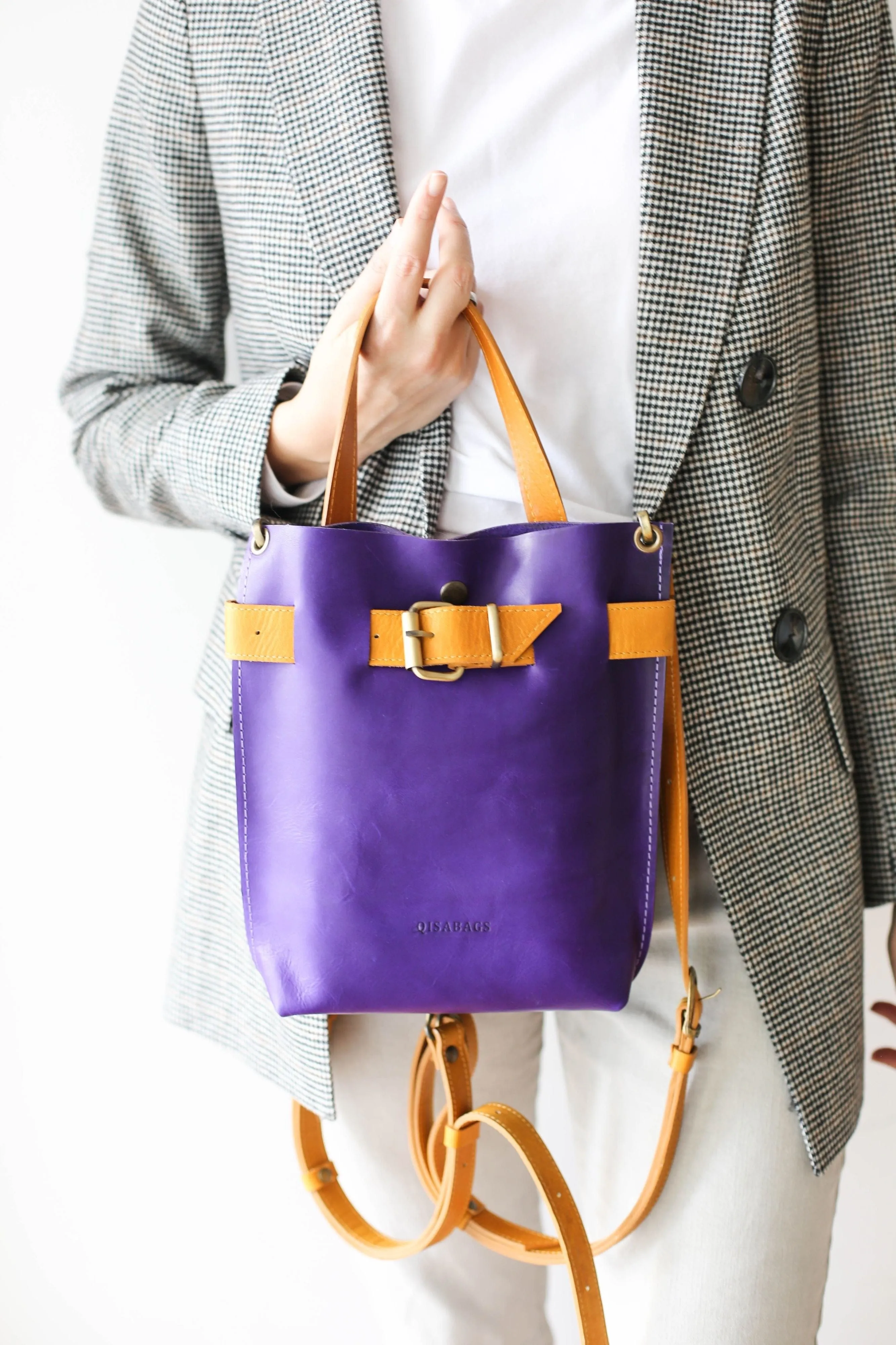 Purple Mini Leather Backpack (dual color)