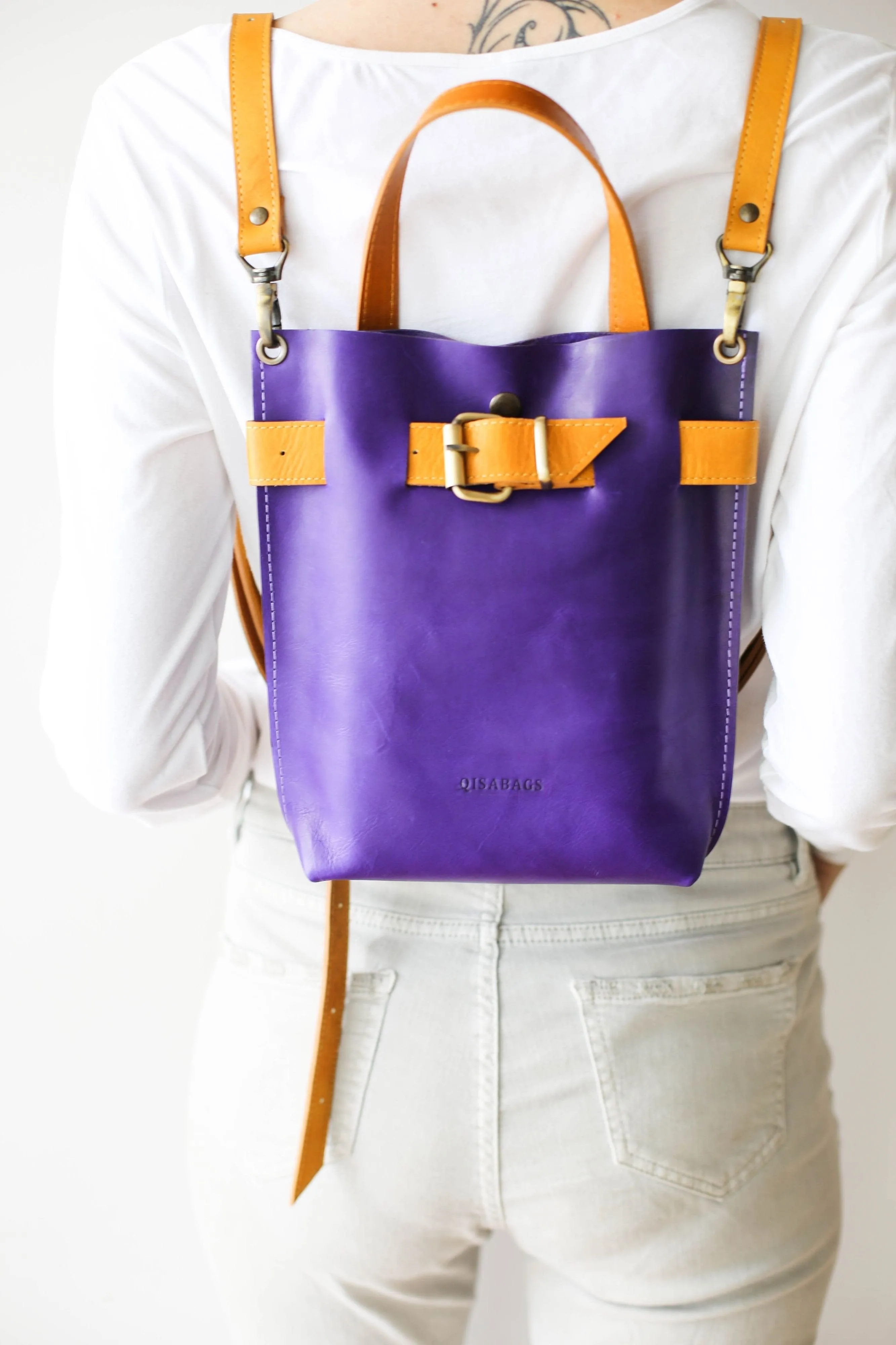 Purple Mini Leather Backpack (dual color)