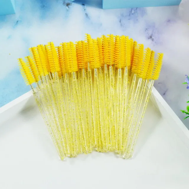 QSTY 50Pcs Eyelash Brushes Makeup Brushes Disposable Mascara Wands Applicator Spoolers Eye Lashes Cosmetic Brush Makeup Tools