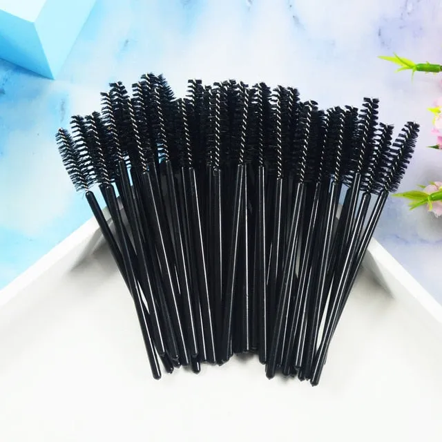 QSTY 50Pcs Eyelash Brushes Makeup Brushes Disposable Mascara Wands Applicator Spoolers Eye Lashes Cosmetic Brush Makeup Tools