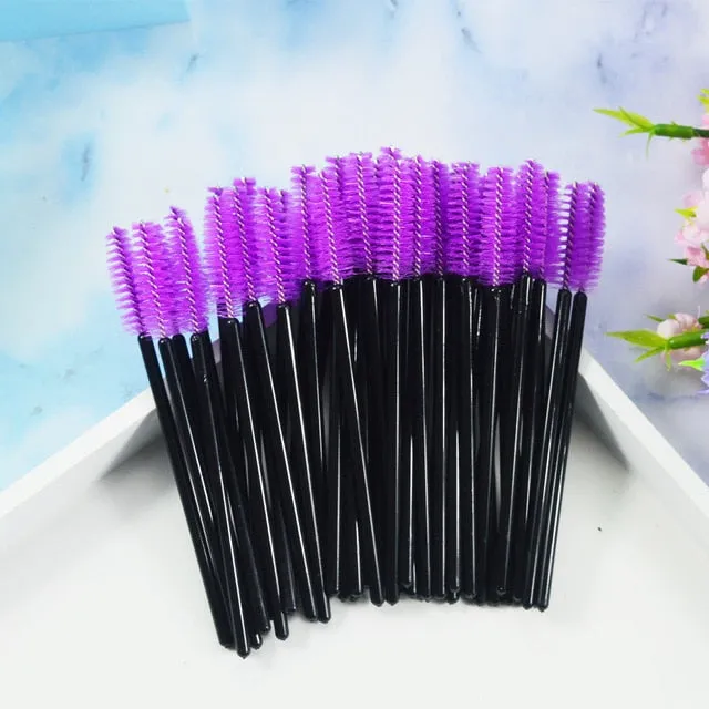 QSTY 50Pcs Eyelash Brushes Makeup Brushes Disposable Mascara Wands Applicator Spoolers Eye Lashes Cosmetic Brush Makeup Tools