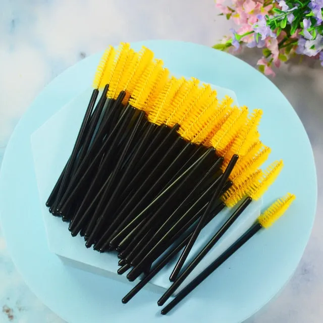 QSTY 50Pcs Eyelash Brushes Makeup Brushes Disposable Mascara Wands Applicator Spoolers Eye Lashes Cosmetic Brush Makeup Tools