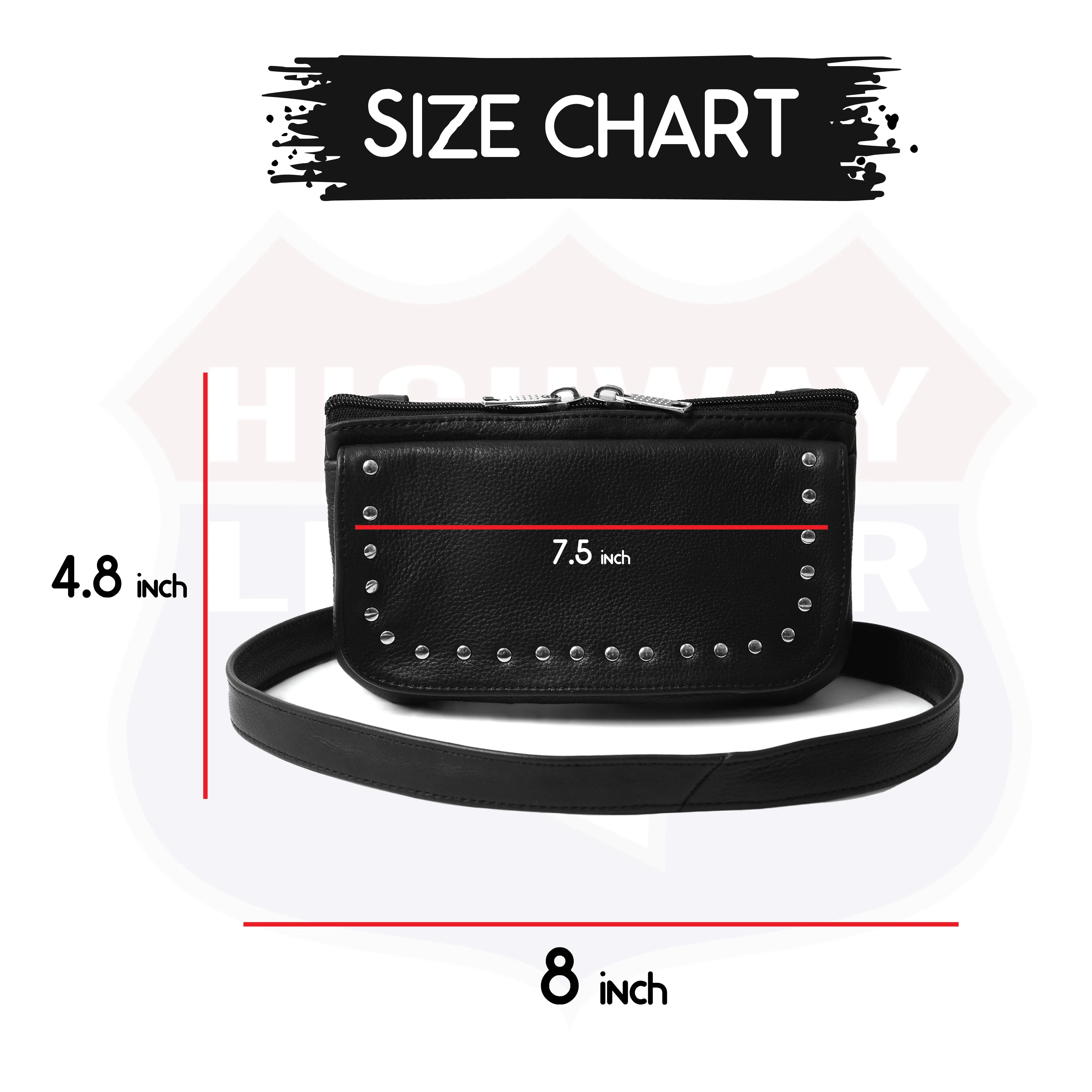 "HL80151STUD Women's Black Studded Hip Bag – Trendy & Edgy Accessory"