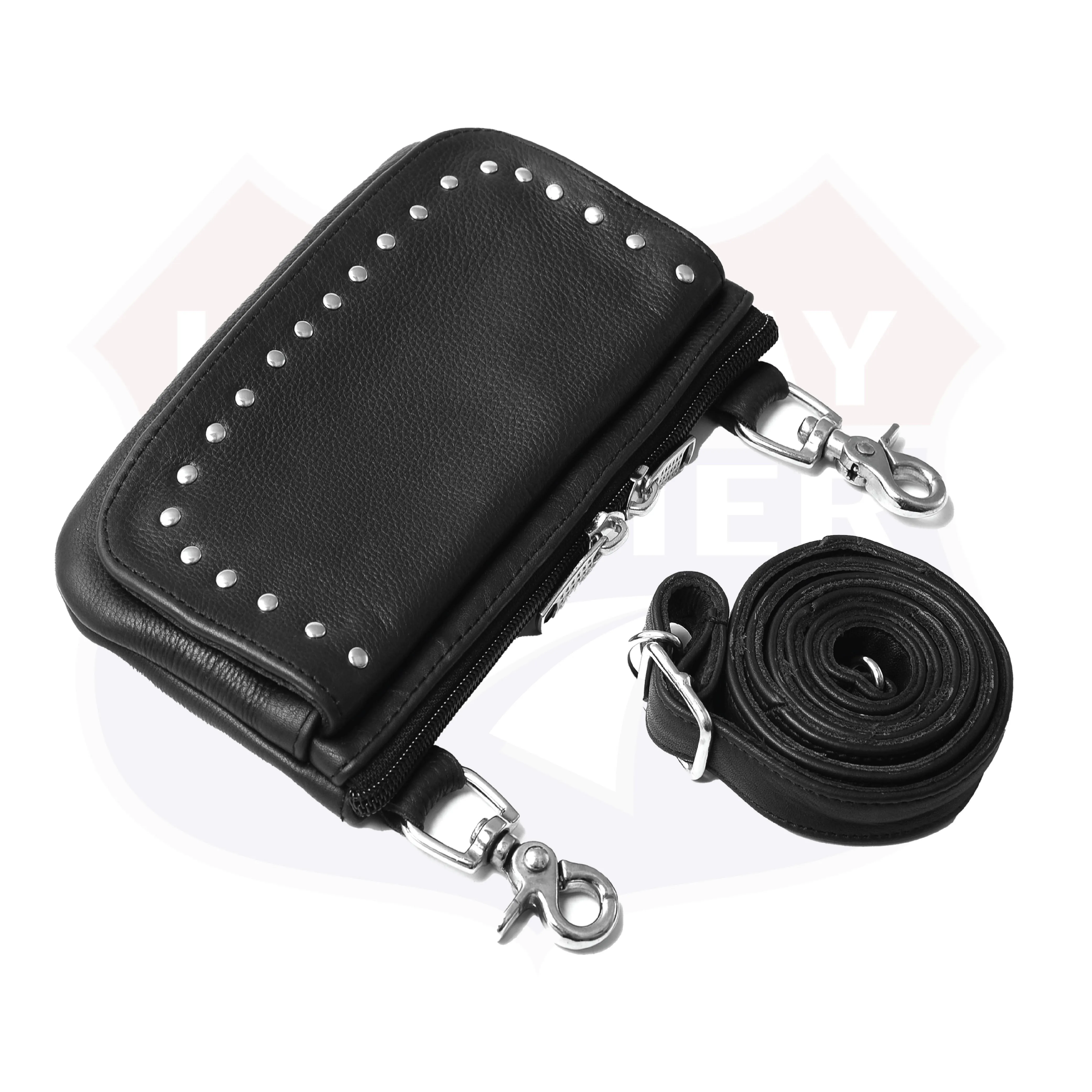 "HL80151STUD Women's Black Studded Hip Bag – Trendy & Edgy Accessory"