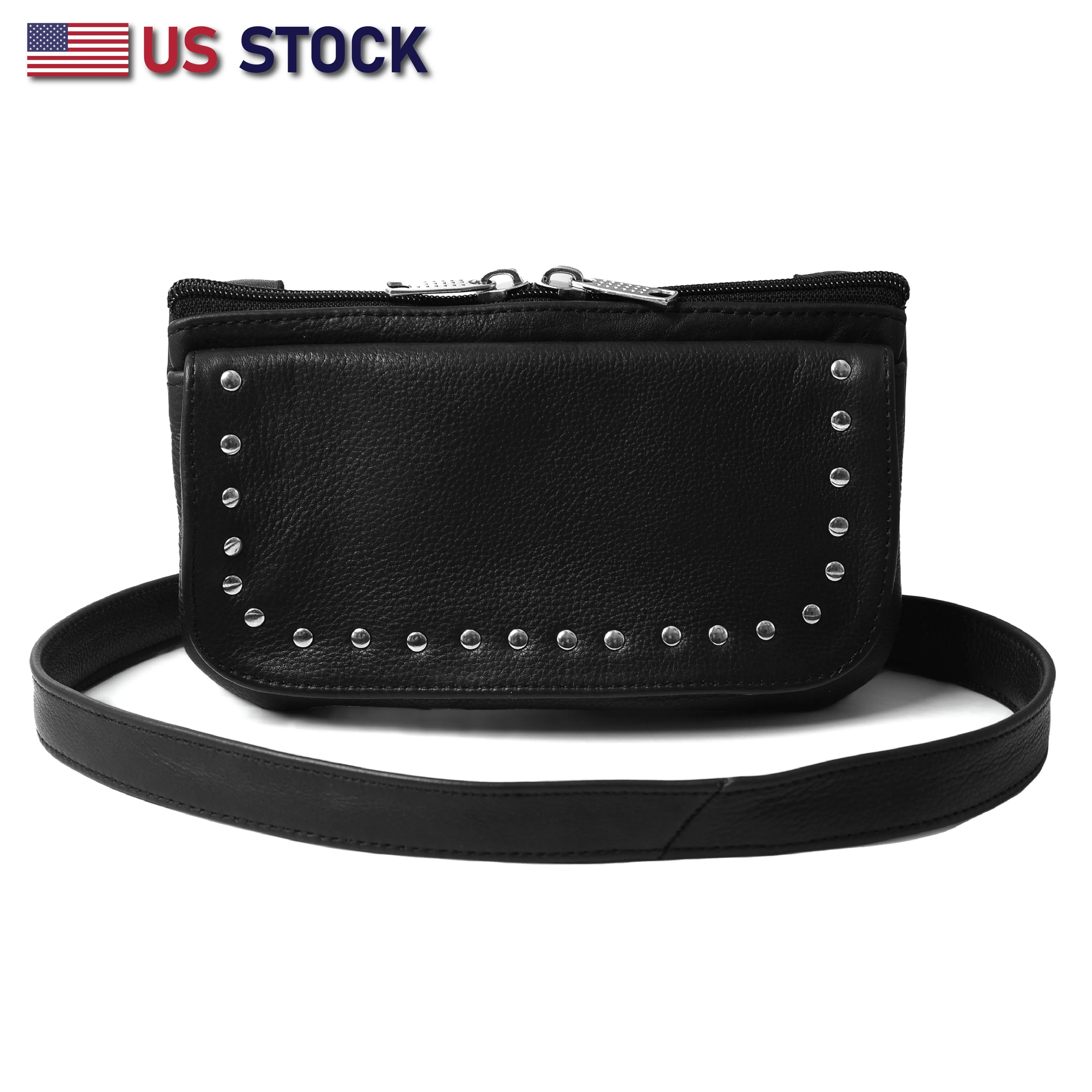 "HL80151STUD Women's Black Studded Hip Bag – Trendy & Edgy Accessory"