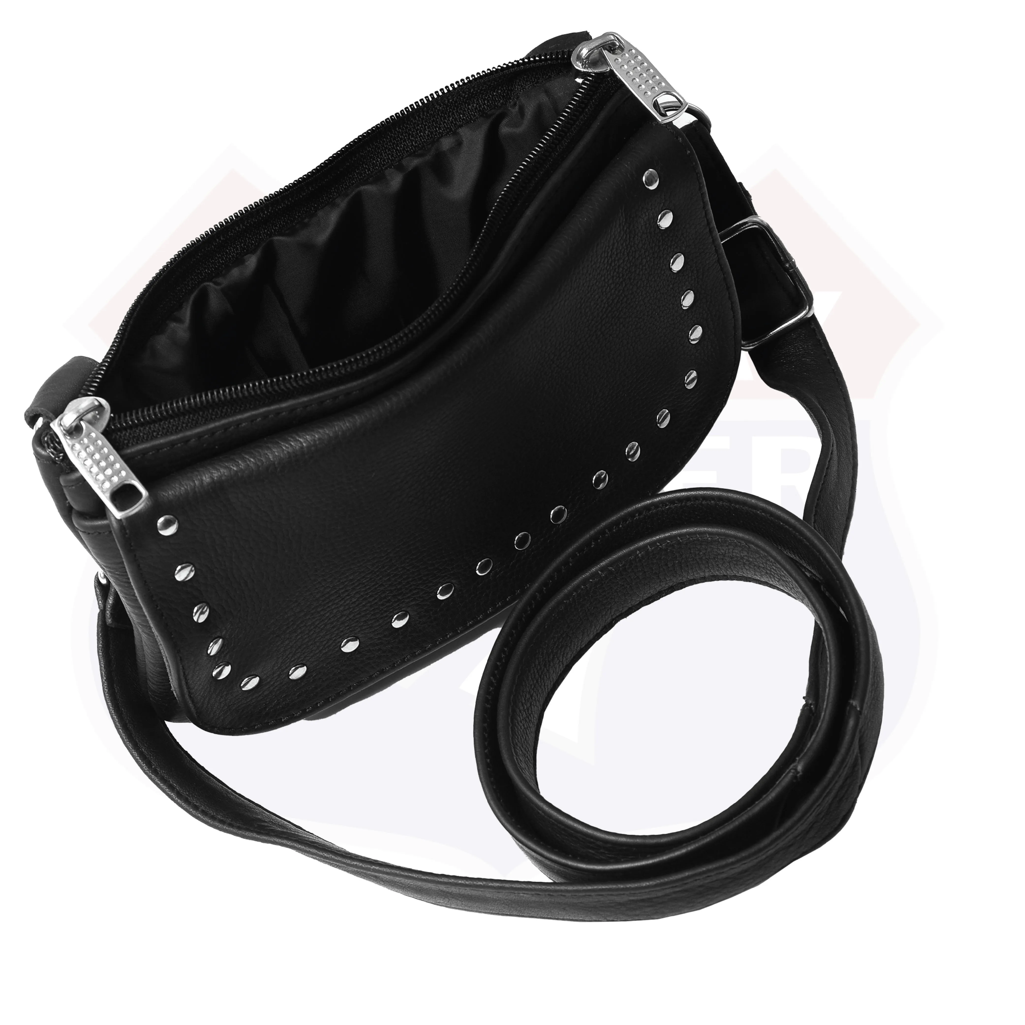 "HL80151STUD Women's Black Studded Hip Bag – Trendy & Edgy Accessory"