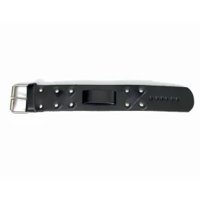 "X" Studded Black Leather Watchband