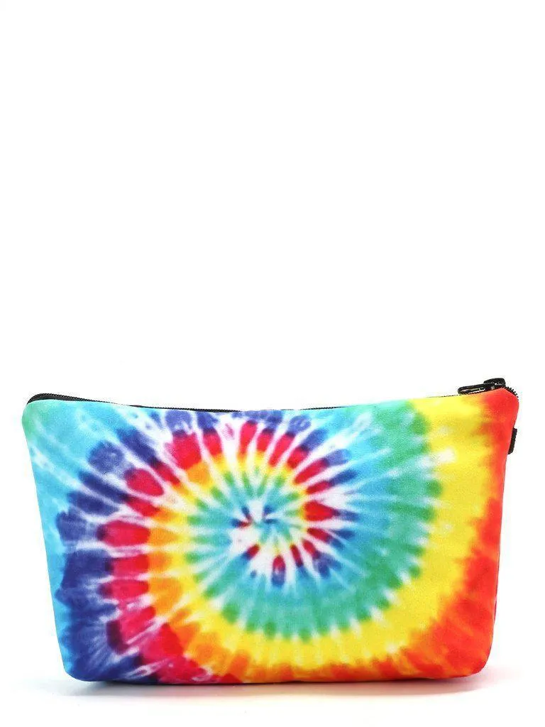 Rainbow Spiral Tie Dye Makeup Bag