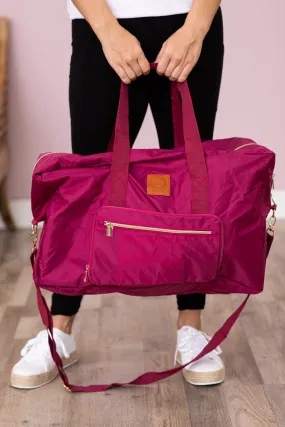 Raspberry Foldable Duffle Bag