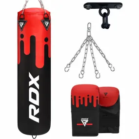 RDX F9 4ft / 5ft 4-in-1 Punch Bag with Gloves & Ceiling Hook Set