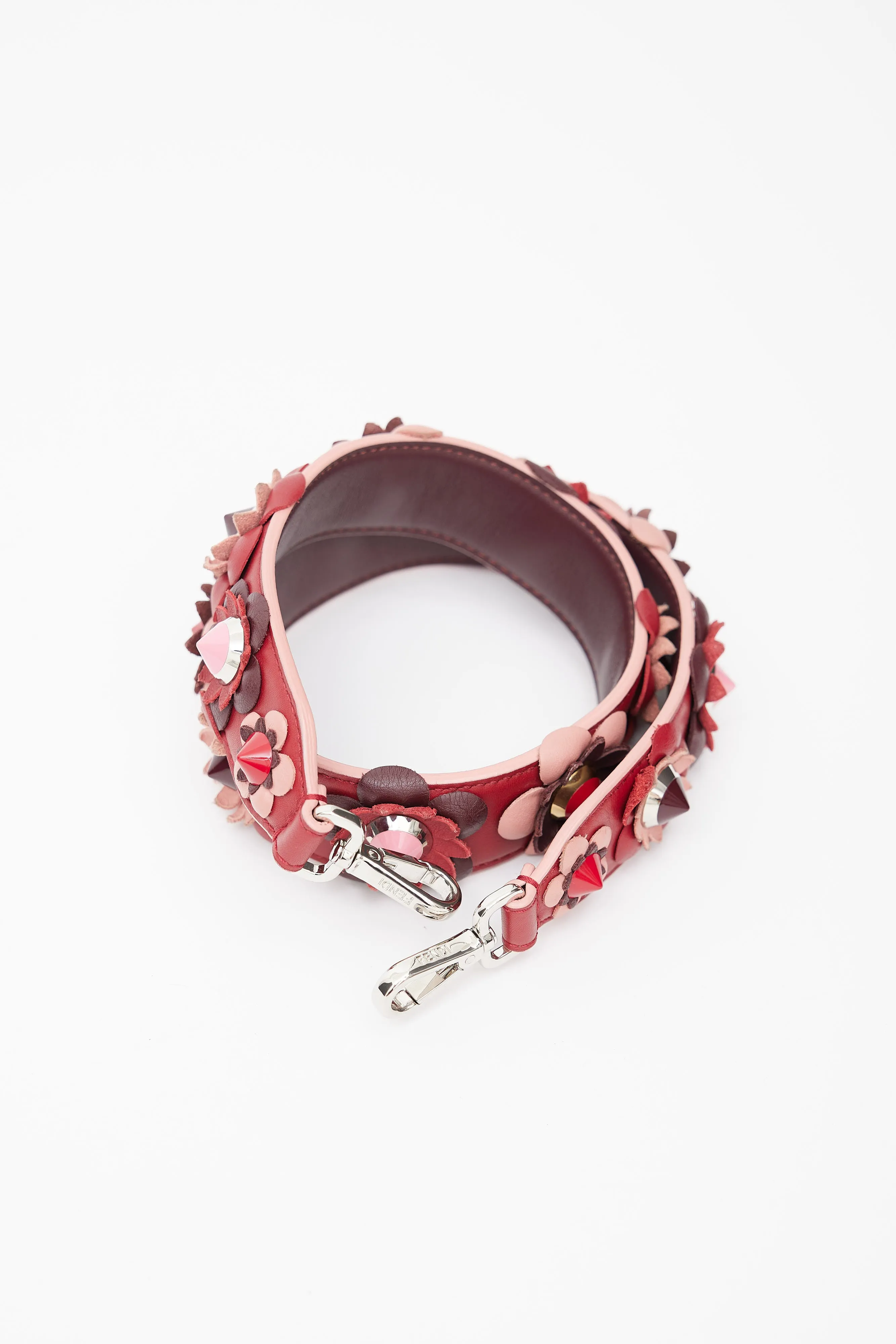 Red & Pink You Elaphe Flower Studded Bag Strap