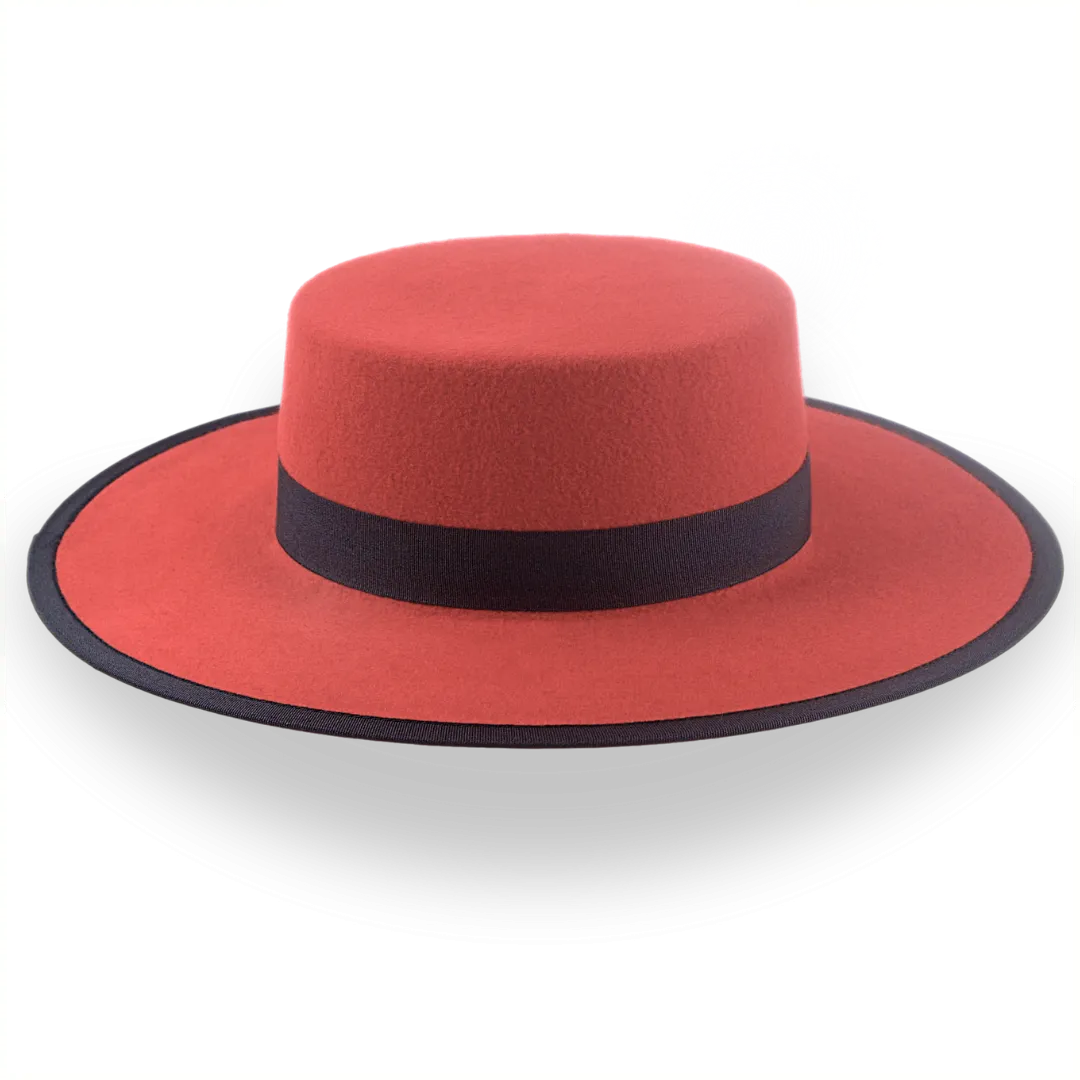 Red Western Hat with Flat Top in Premium Wool Felt | The Bolero