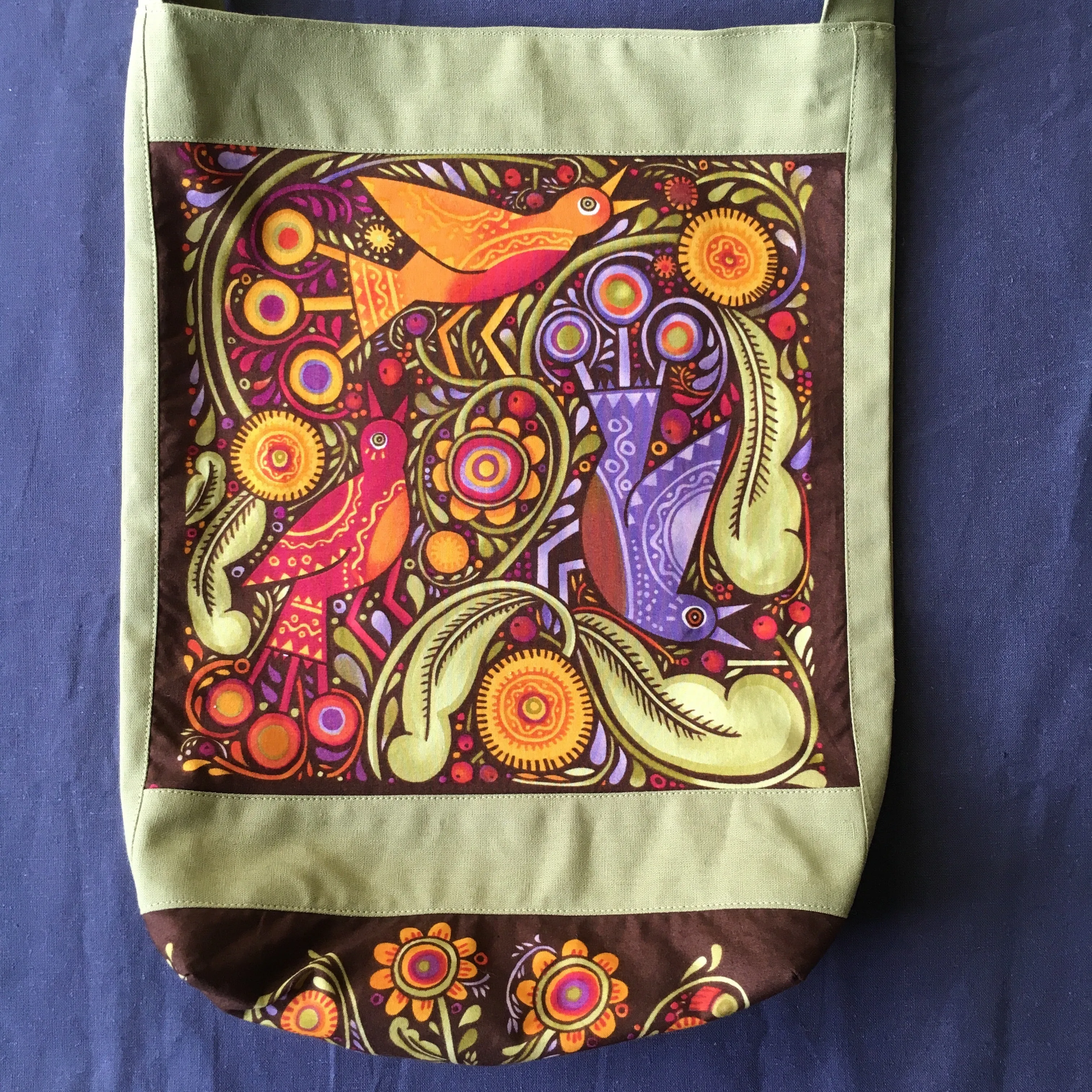 Sewfunky Hemp Folk Birds Bag