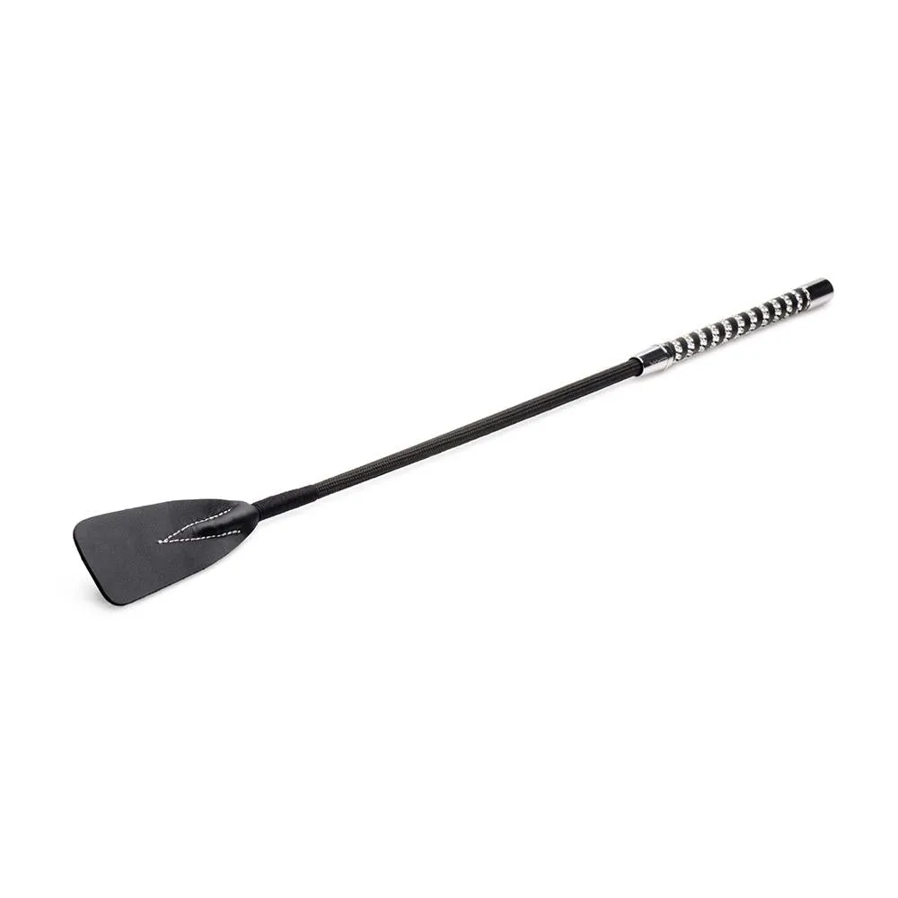 Short Leather Riding Crop with Rhinestone Handle