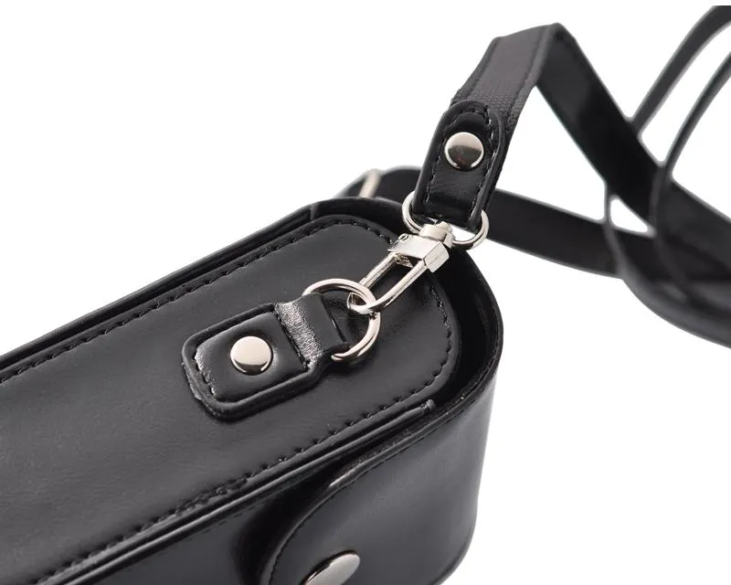 Simple PU Leather Shoulder Bag for Mirrorless Camera - Black