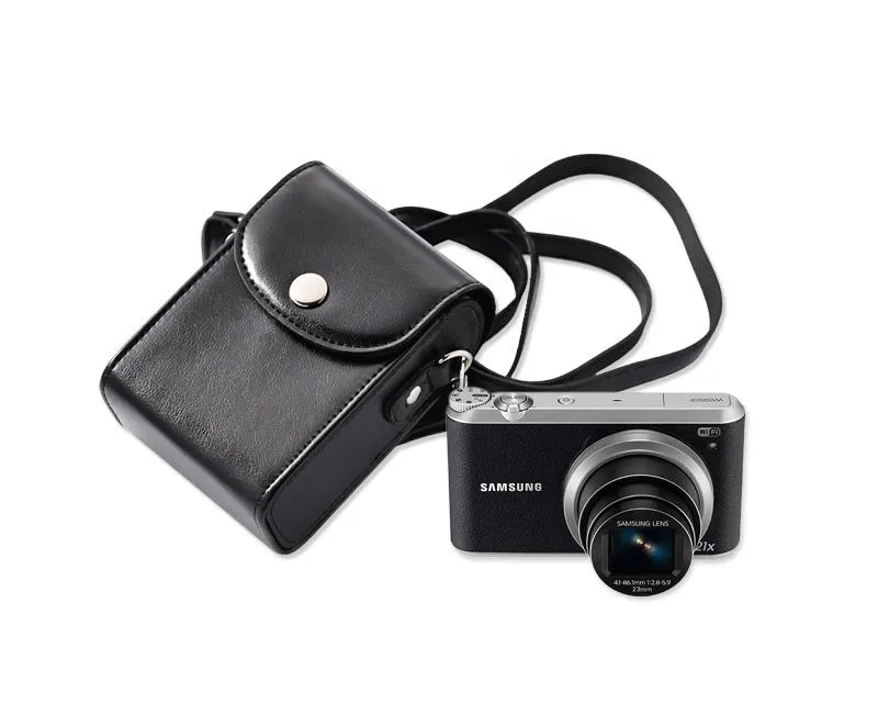 Simple PU Leather Shoulder Bag for Mirrorless Camera - Black