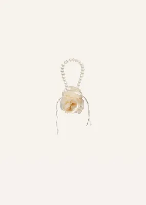 Small pearl Magda bag in cream satin