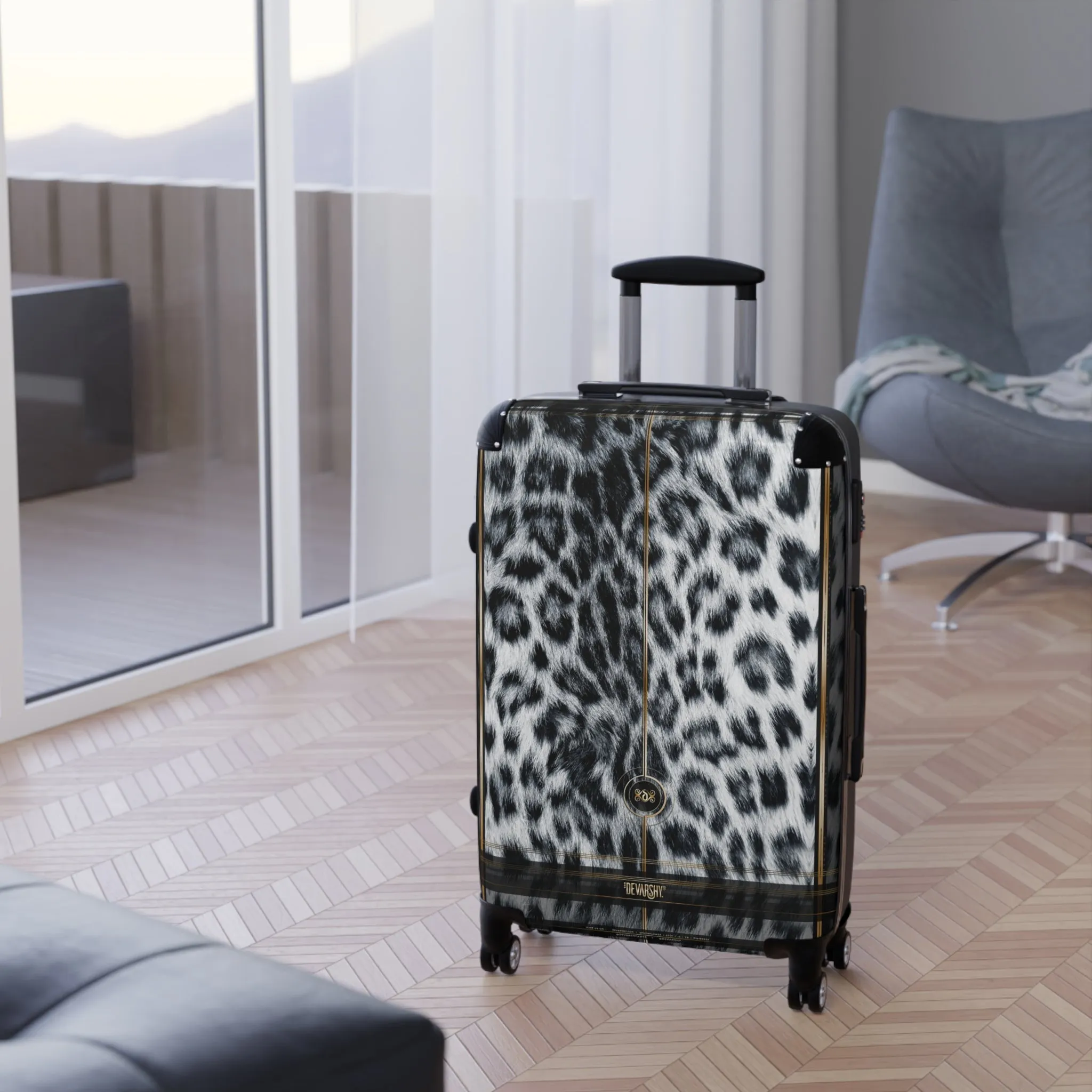 Snow Leopard Print Suitcase Carry-on Suitcase Leopard Print Luggage Animal Print Suitcase in 3 Sizes | D20166